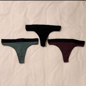 H&M Buldle of Three Thong Panties in Black, Green, and Burgundy